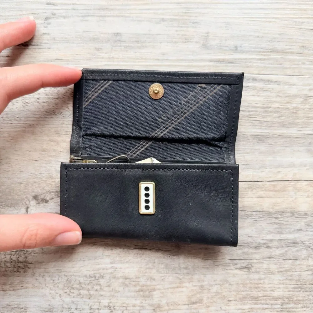 Vintage Rolfs Cowhide Genuine Leather Black Key Holder Wallet Organizer Embossed
